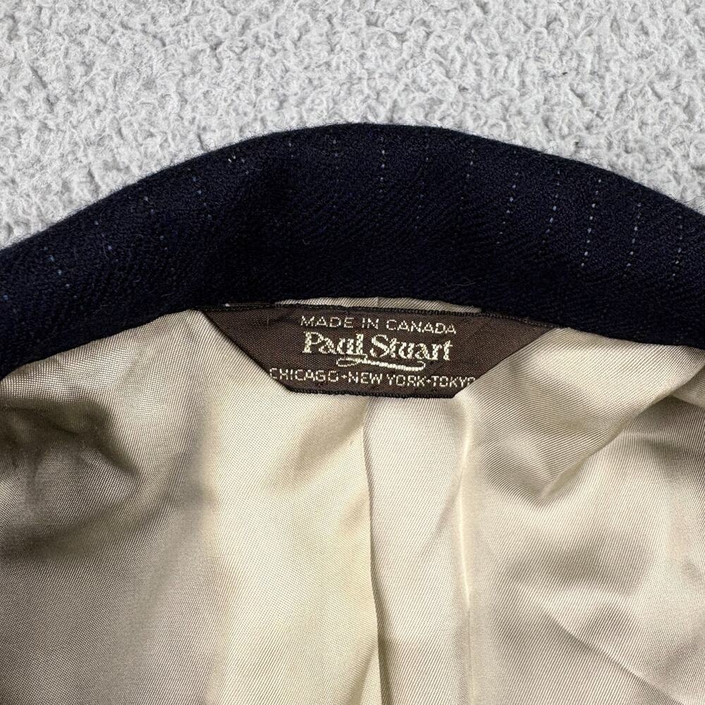 Paul Stuart Blazer Mens 42L Blue Wool Coat Pinstripe Suit Jacket Lined - Picture 5 of 15